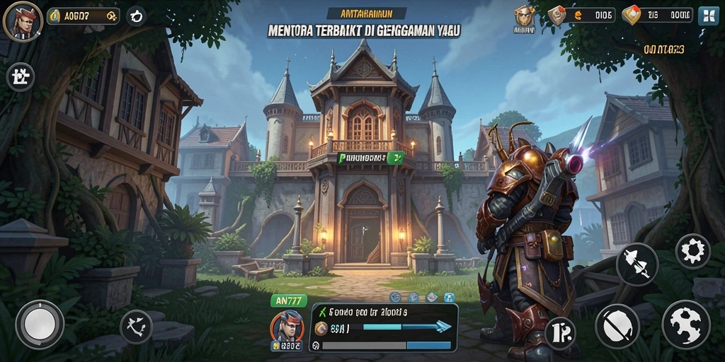 Tampilan seru dari gameplay AN777 yang penuh strategi Tower Defense.