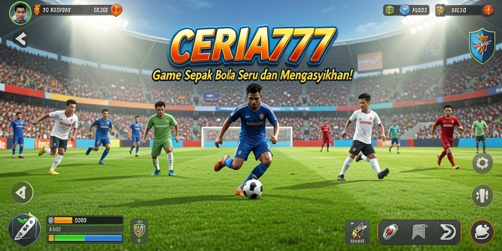 Tampilan aksi yang mendebarkan dalam permainan sepak bola.