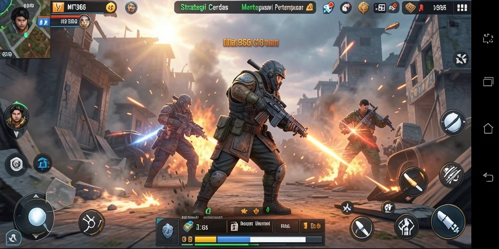 Tampilan gameplay menegangkan dan strategi seru di MT966.