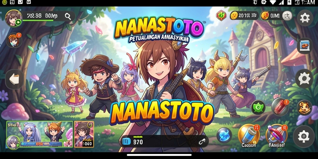 Tampilan gameplay NANASTOTO dengan karakter anime yang menarik.